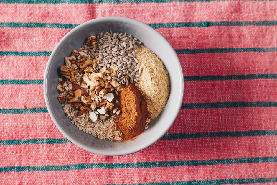 Colorful anti-inflammatory foods including berries, greens, and turmeric.