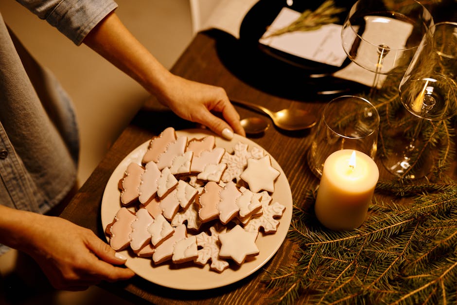 Holiday desserts displayed on a festive table.